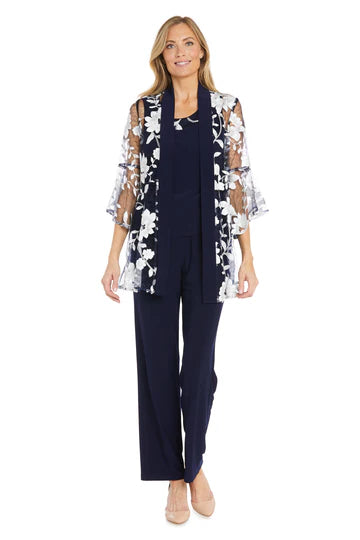 Conjunto de Señora Azul Marino con Kimono Floral