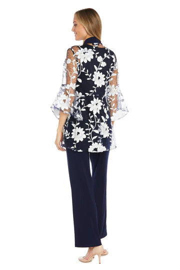Conjunto de Señora Azul Marino con Kimono Floral