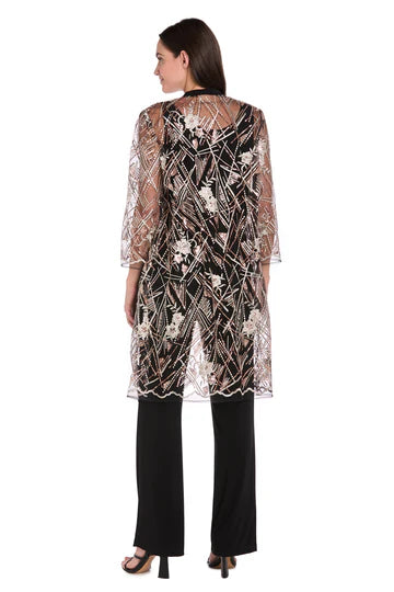 Conjunto de Señora Negro con Kimono Estampado Animal Print