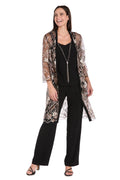 Conjunto de Señora Negro con Kimono Estampado Animal Print