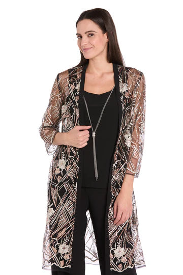 Conjunto de Señora Negro con Kimono Estampado Animal Print