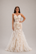Vestido de Novia Sirena con Flores en Relieve