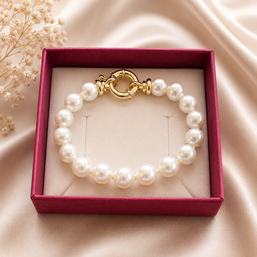 Pulsera de Perlas con Cierre Dorado