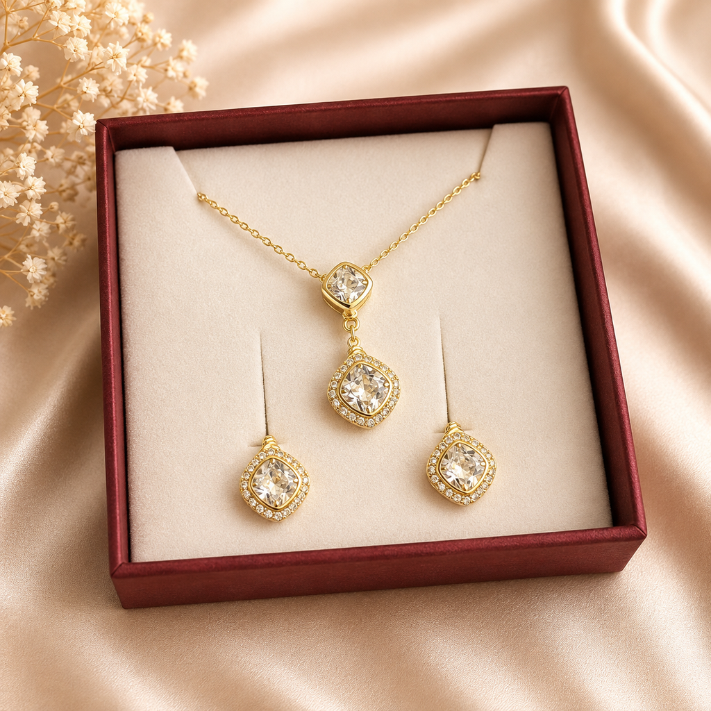 Juego de Collar y Aretes de Perla