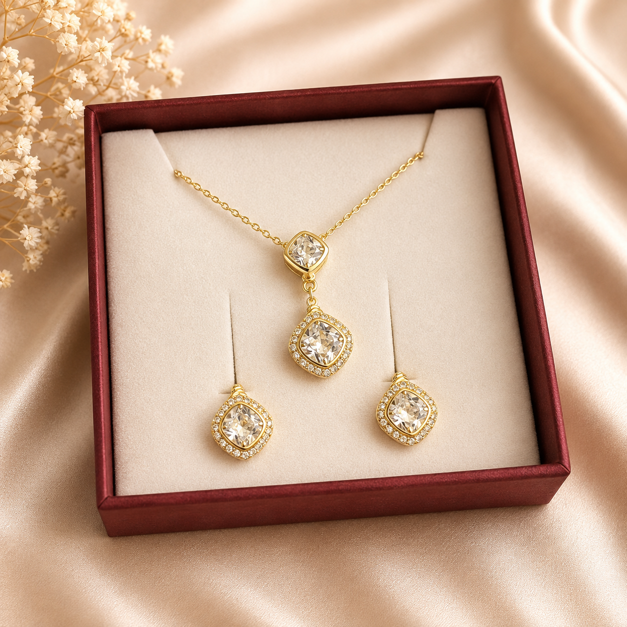 Juego de Collar y Aretes de Perla