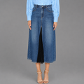 Falda Midi Denim Azul con Abertura Frontal