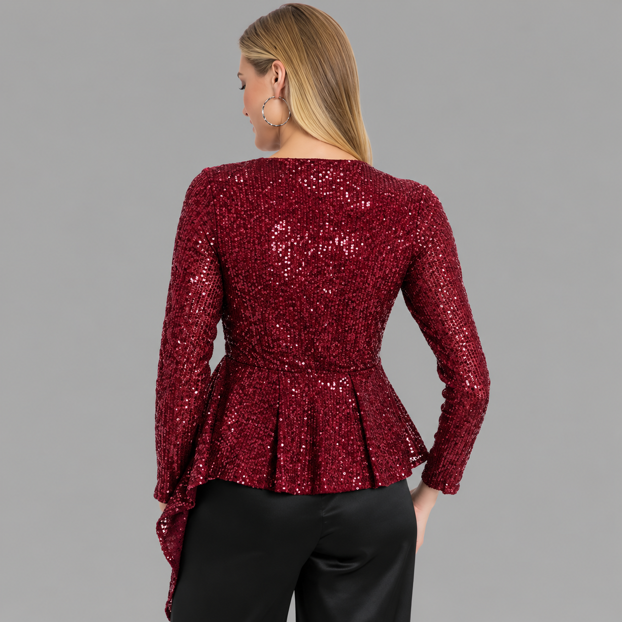 Blusa Vinotinto con Lentejuelas y Lazo