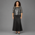 Vestido de Fiesta Negro con Top Estampado