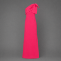 Vestido de Gala Fucsia con Lazo en el Hombro