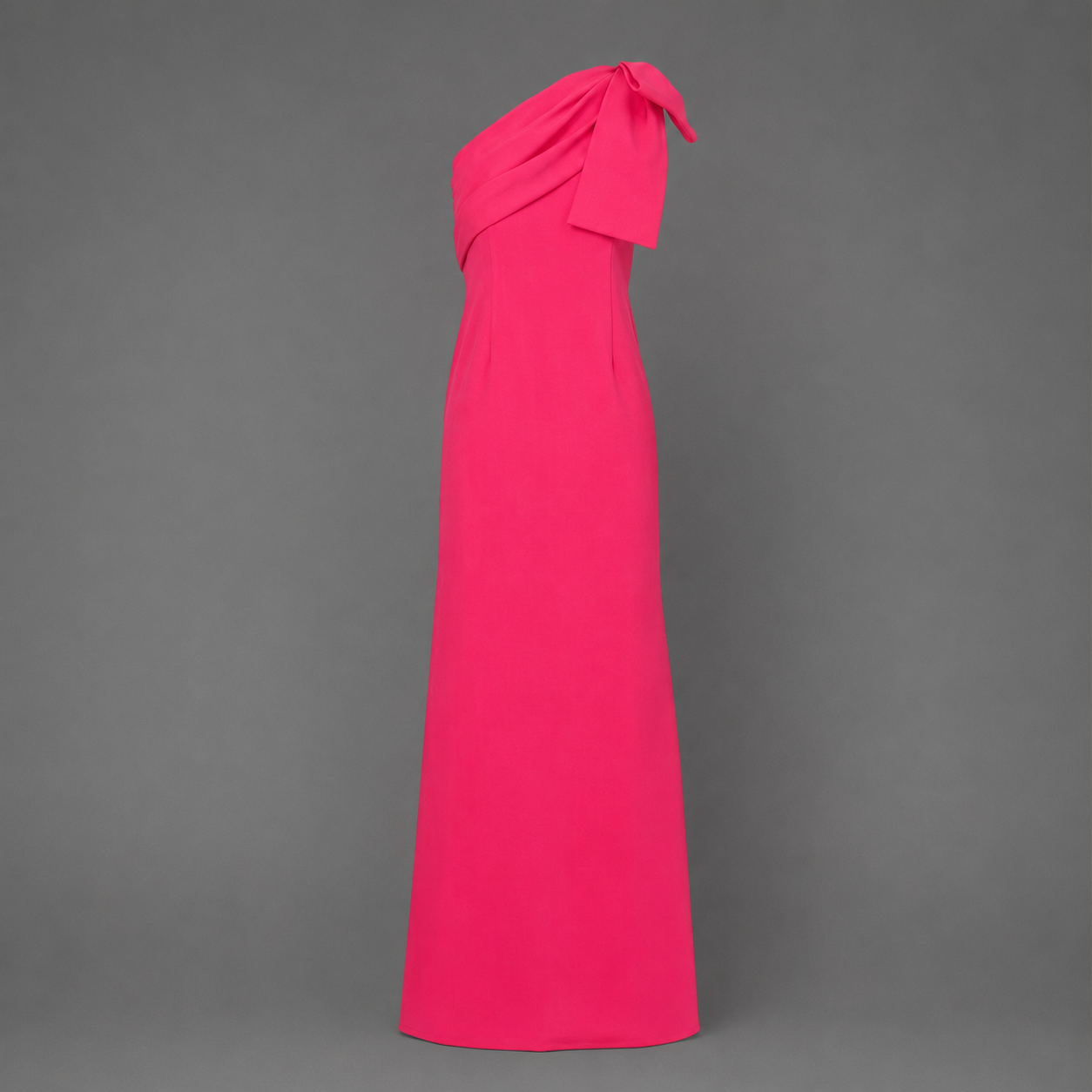 Vestido de Gala Fucsia con Lazo en el Hombro