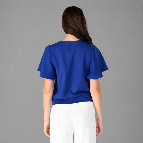 Blusa Azul Rey con Detalle en el Cuello
