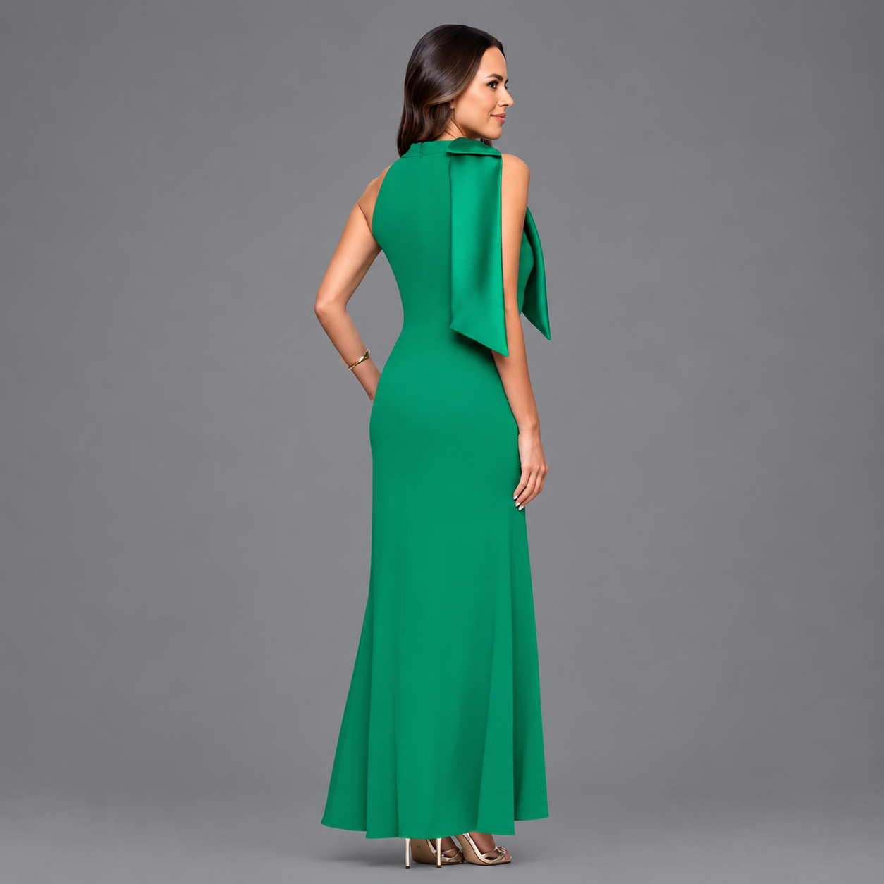 Vestido de Gala Verde Esmeralda Halter