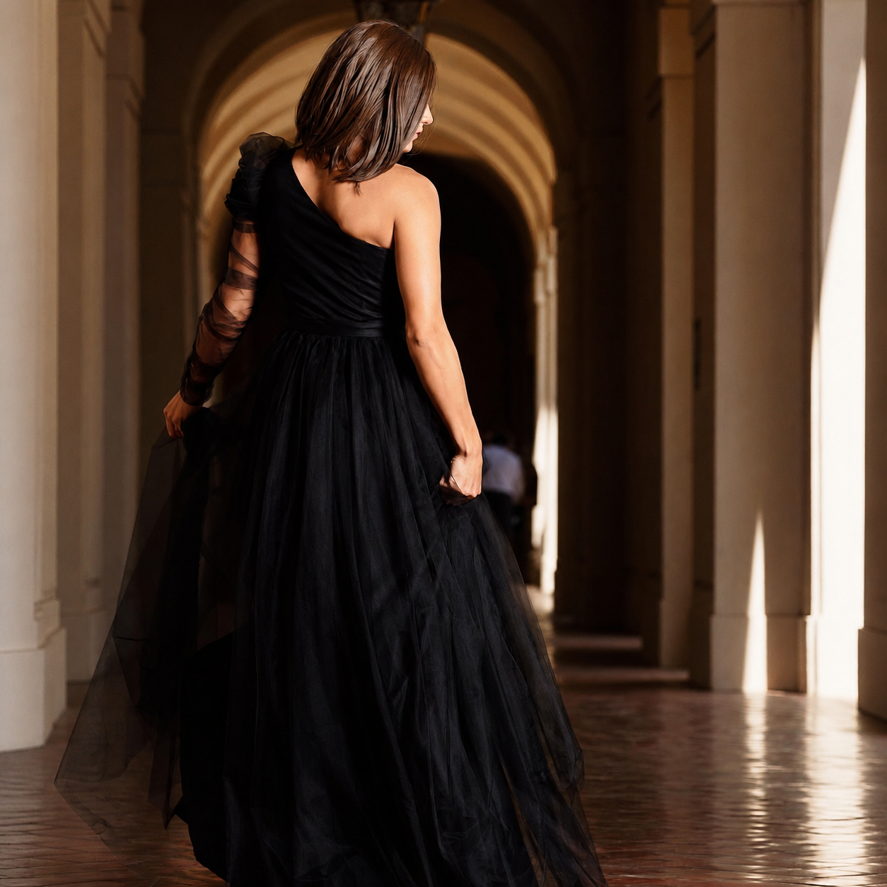 Vestido de Fiesta Negro con Forro en Cuerina