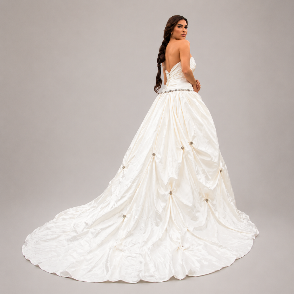 Vestido de Novia Strapless con Cola
