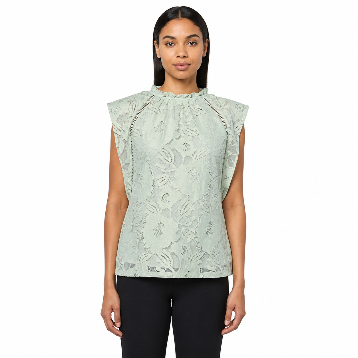 Top Sin Mangas Verde Menta con Bordado