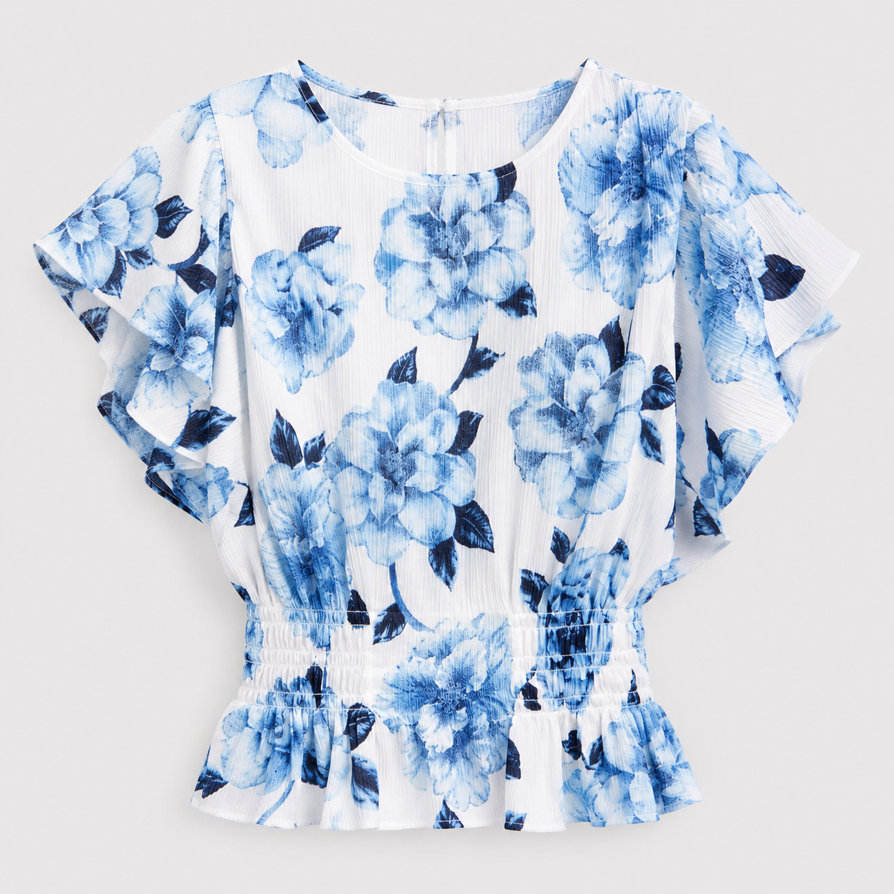 Blusa Estampada Floral Azul Índigo