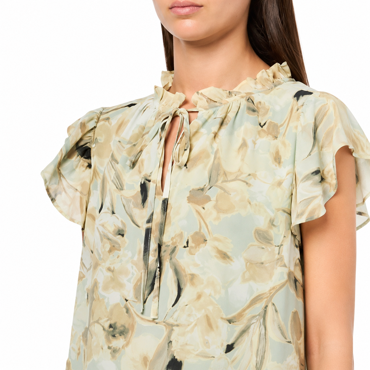 Blusa Estampada Verde Agua con Lazo