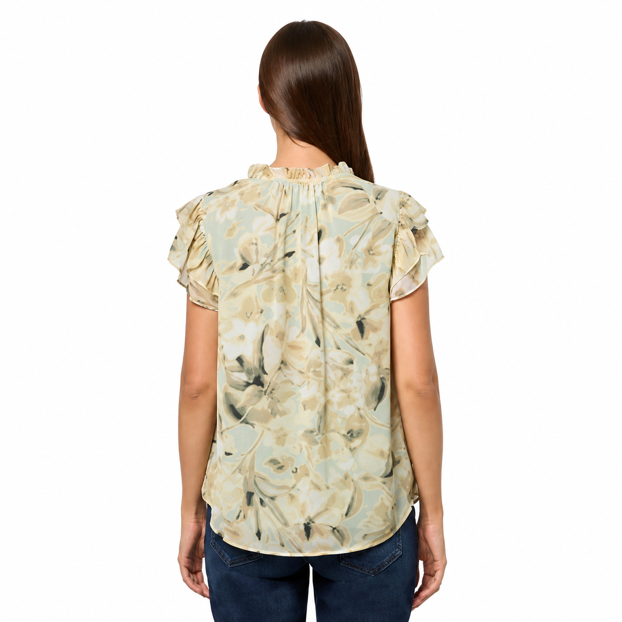 Blusa Estampada Verde Agua con Lazo