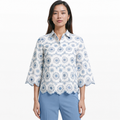 Blusa Bordada Floral Azul