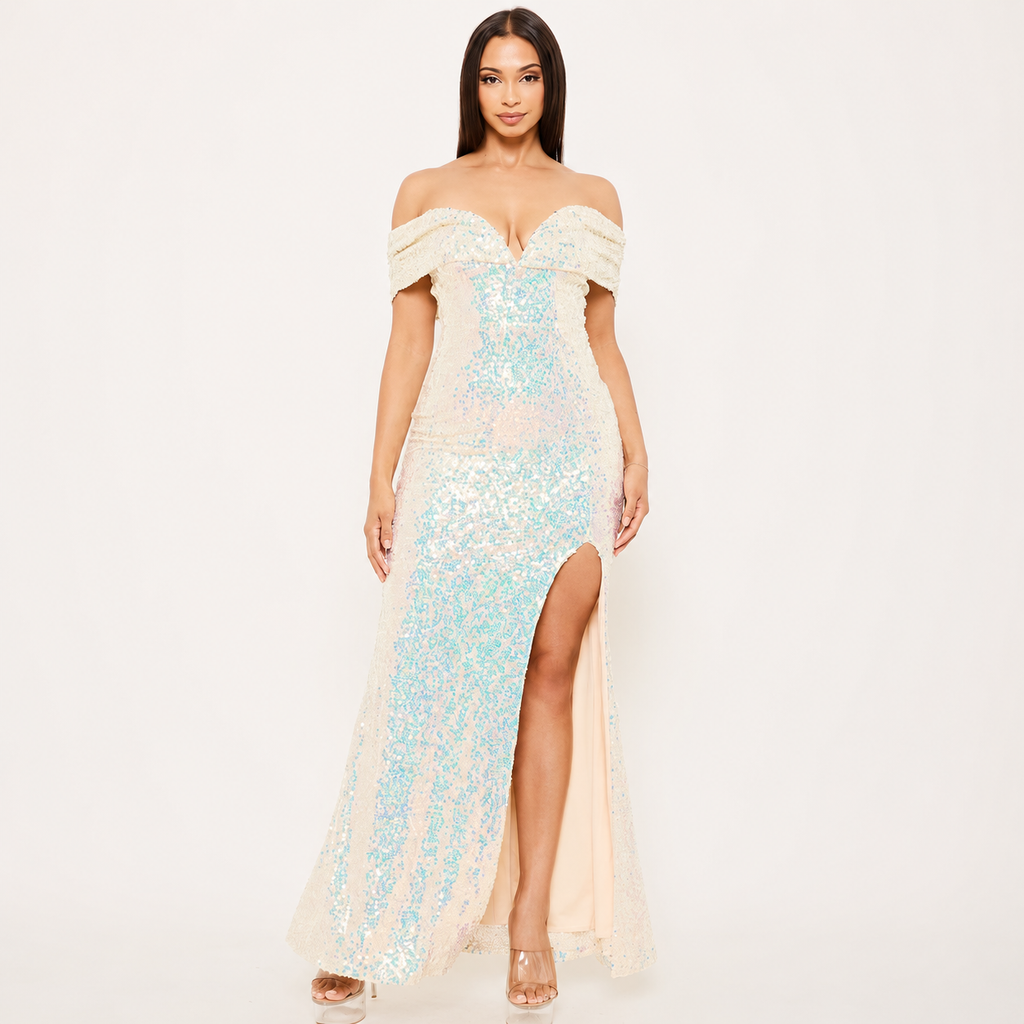 Vestido Largo Tornasol con Abertura
