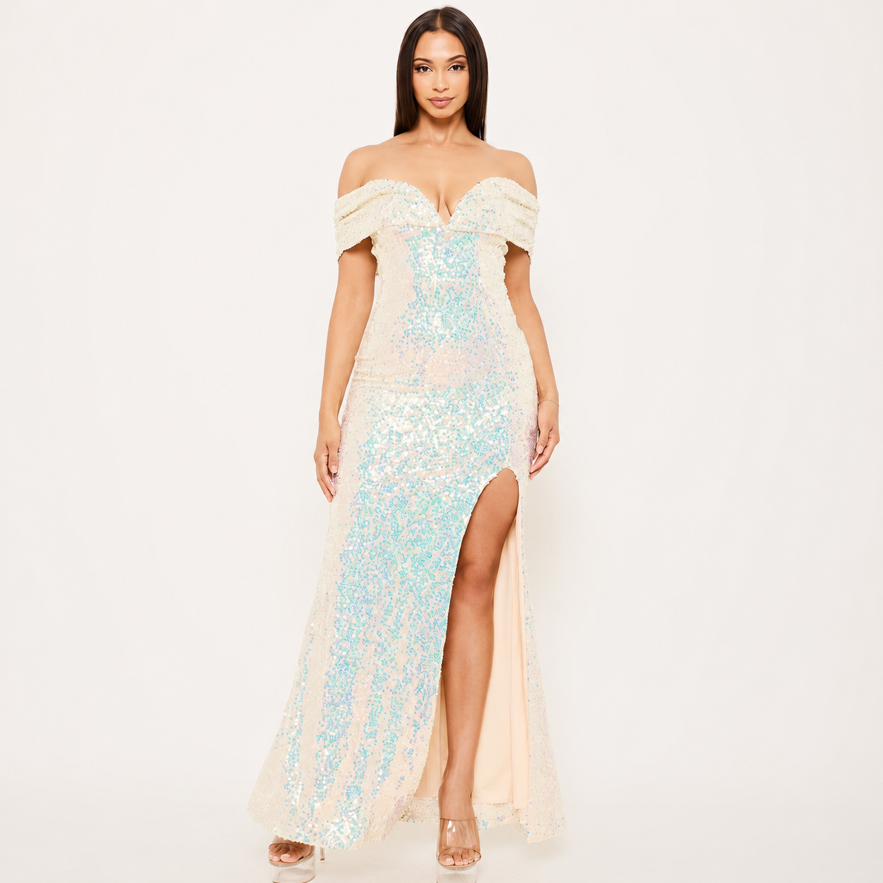 Vestido Largo Tornasol con Abertura