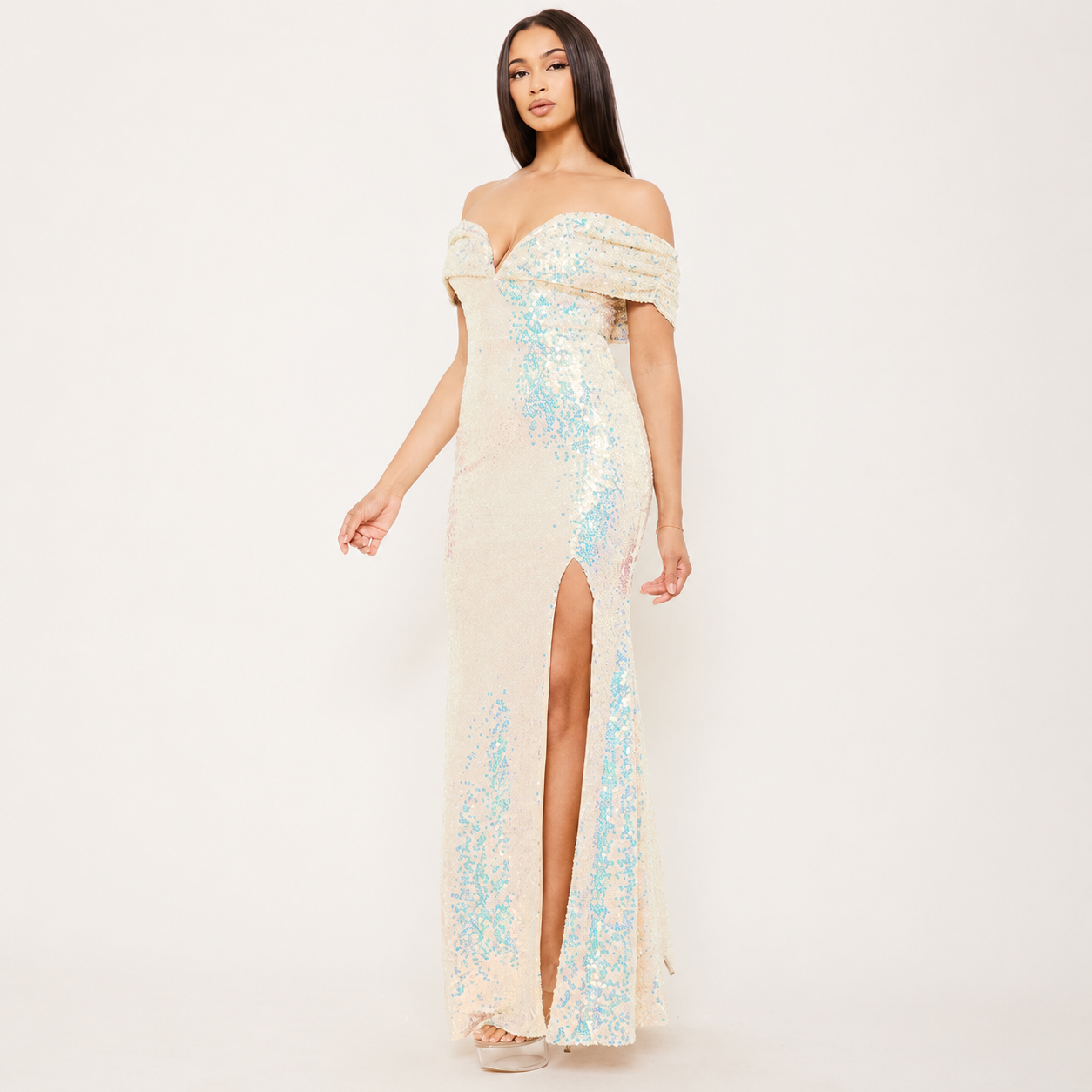 Vestido Largo Tornasol con Abertura