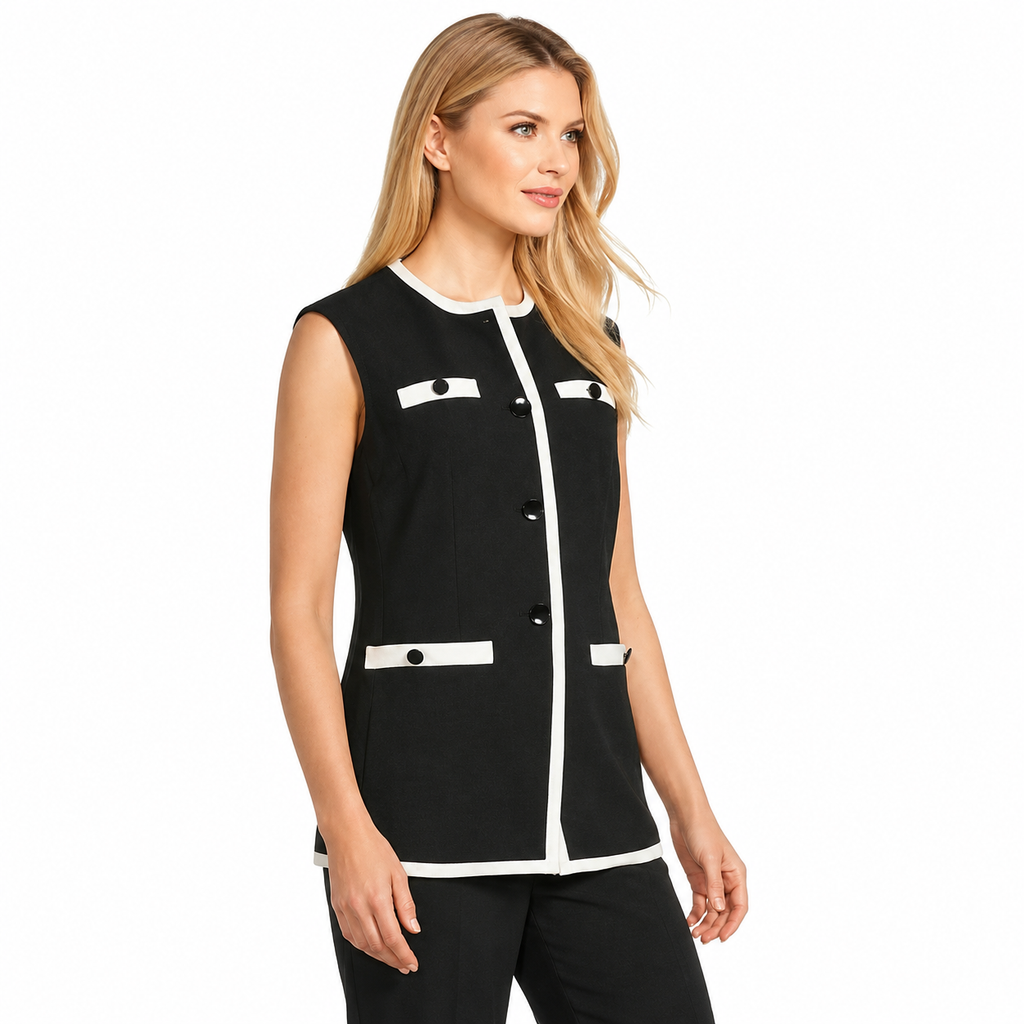 Conjunto Chaleco y Pantalón Blanco con Negro