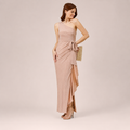 Vestido Largo Nude con Lazo y Abertura