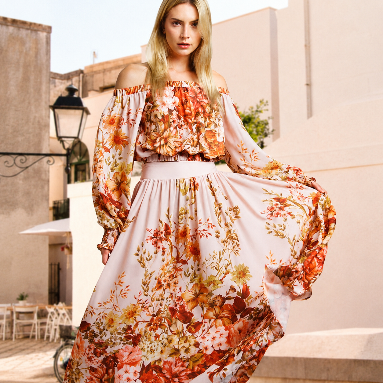 Conjunto de Enagua y Blusa Floral Boho