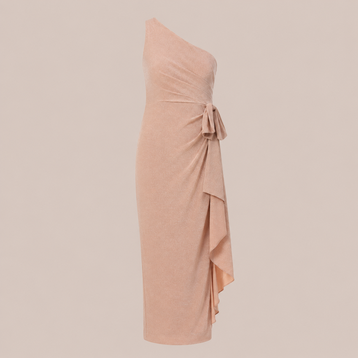 Vestido Largo Nude con Lazo y Abertura