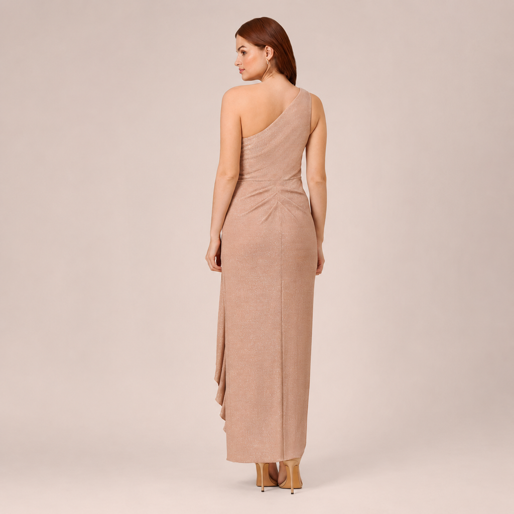 Vestido Largo Nude con Lazo y Abertura