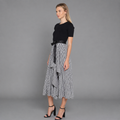 Vestido Midi Bicolor Negro y Gris con Manga Corta