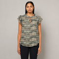 Blusa Estampada Geométrica Negro y Beige