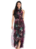 Vestido Midi Floral con Transparencia y Amarre