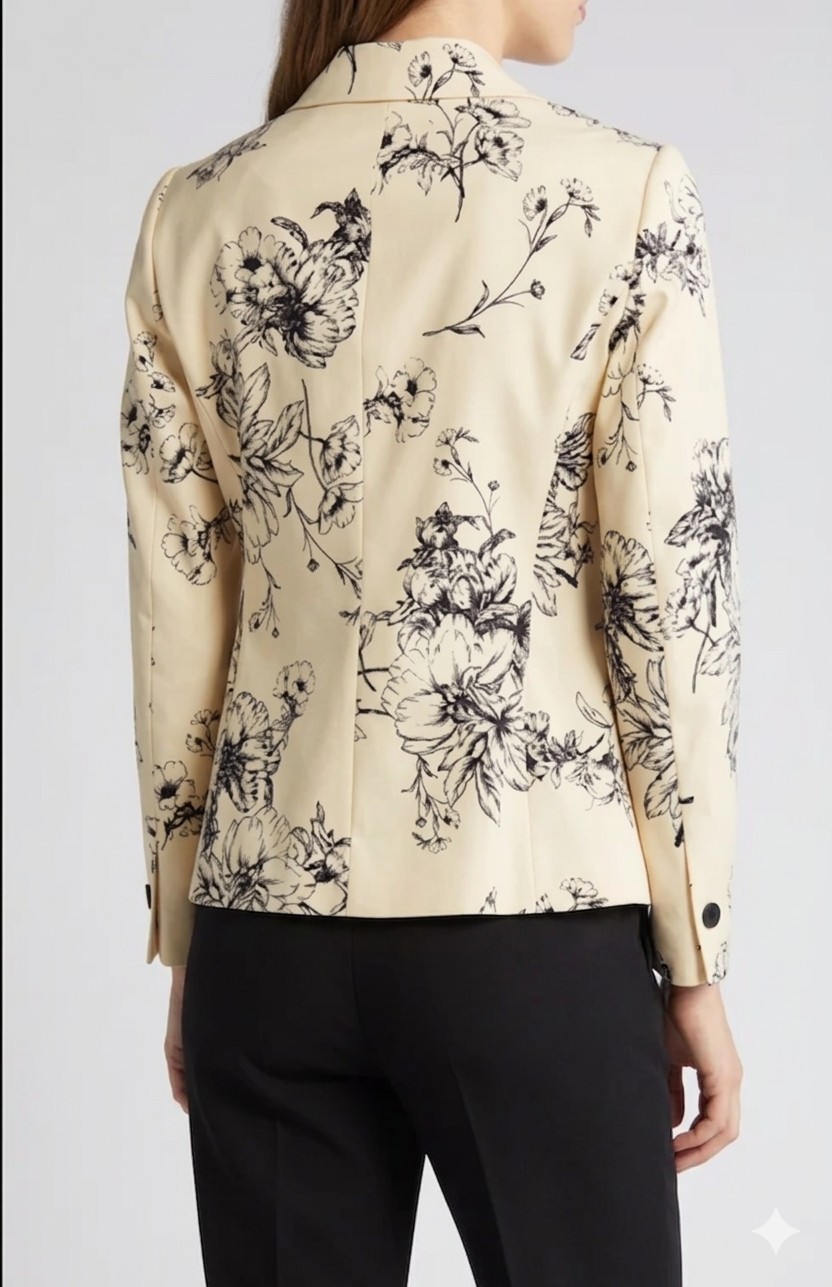 Conjunto Ejecutivo Saco Estampado en Flores Negras