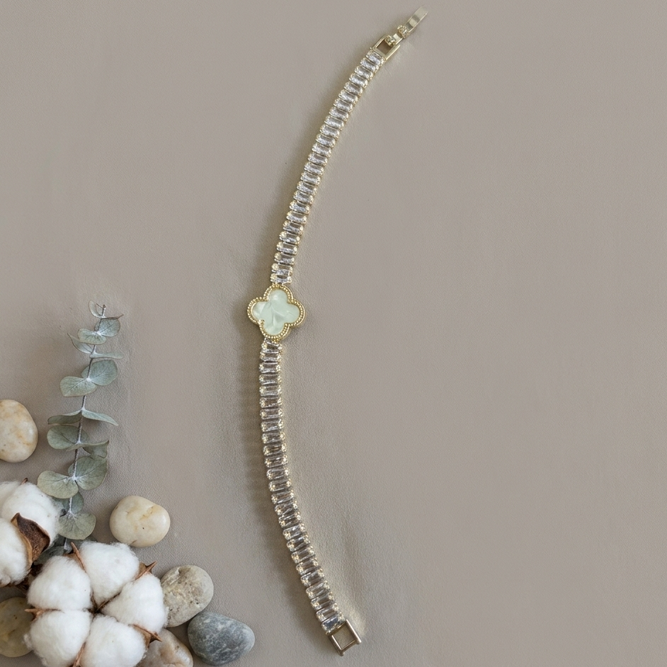 Pulsera con Flor en Rodio
