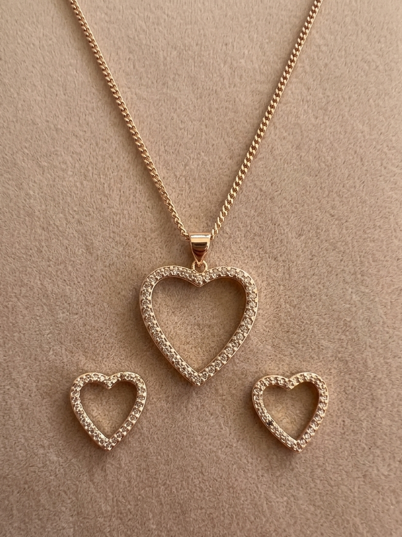 Juego de Arete y Cadena Corazón