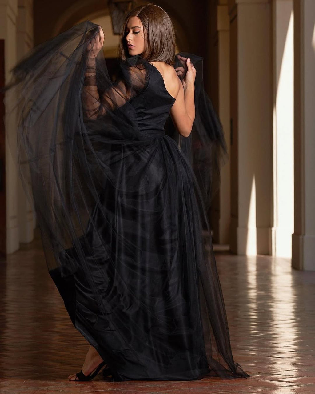 Vestido de Fiesta Negro con Forro en Cuerina