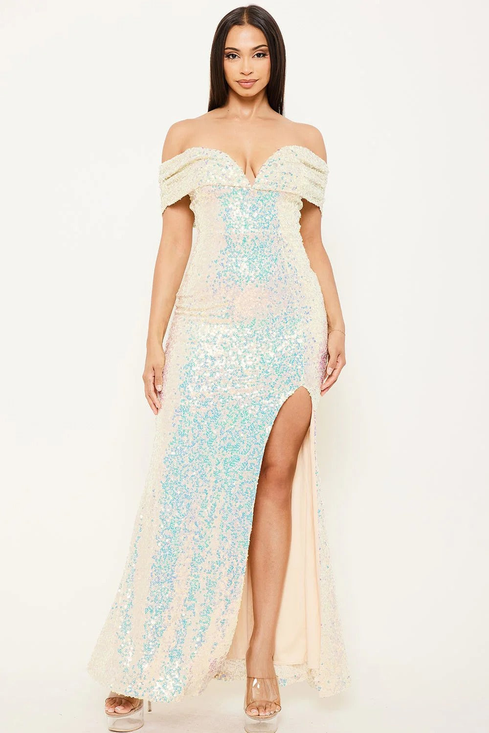 Vestido Largo Tornasol con Abertura