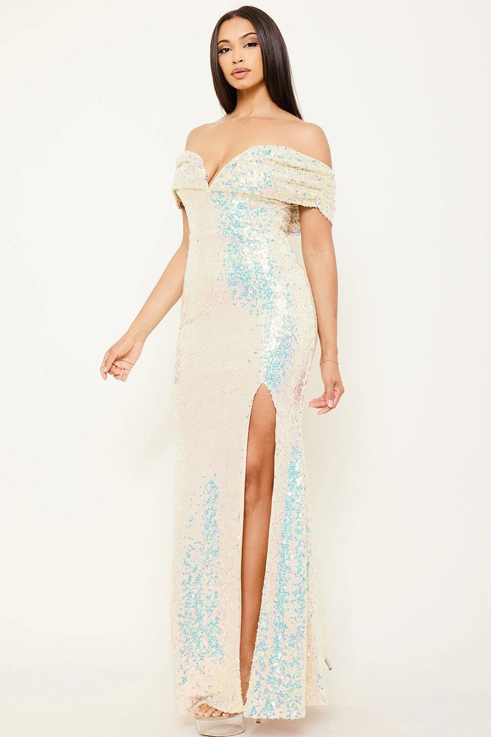 Vestido Largo Tornasol con Abertura