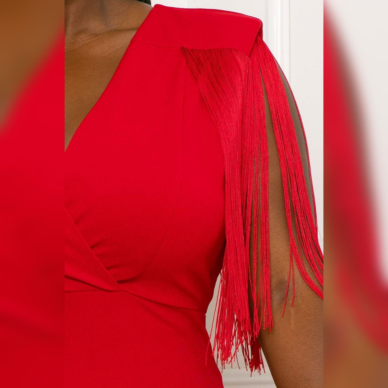 Vestido Largo Rojo con Manga en Barbas