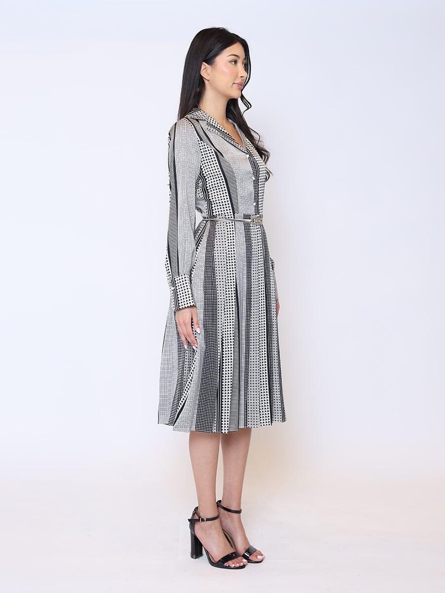 Vestido Corto Manga Larga con Cierre en Botones
