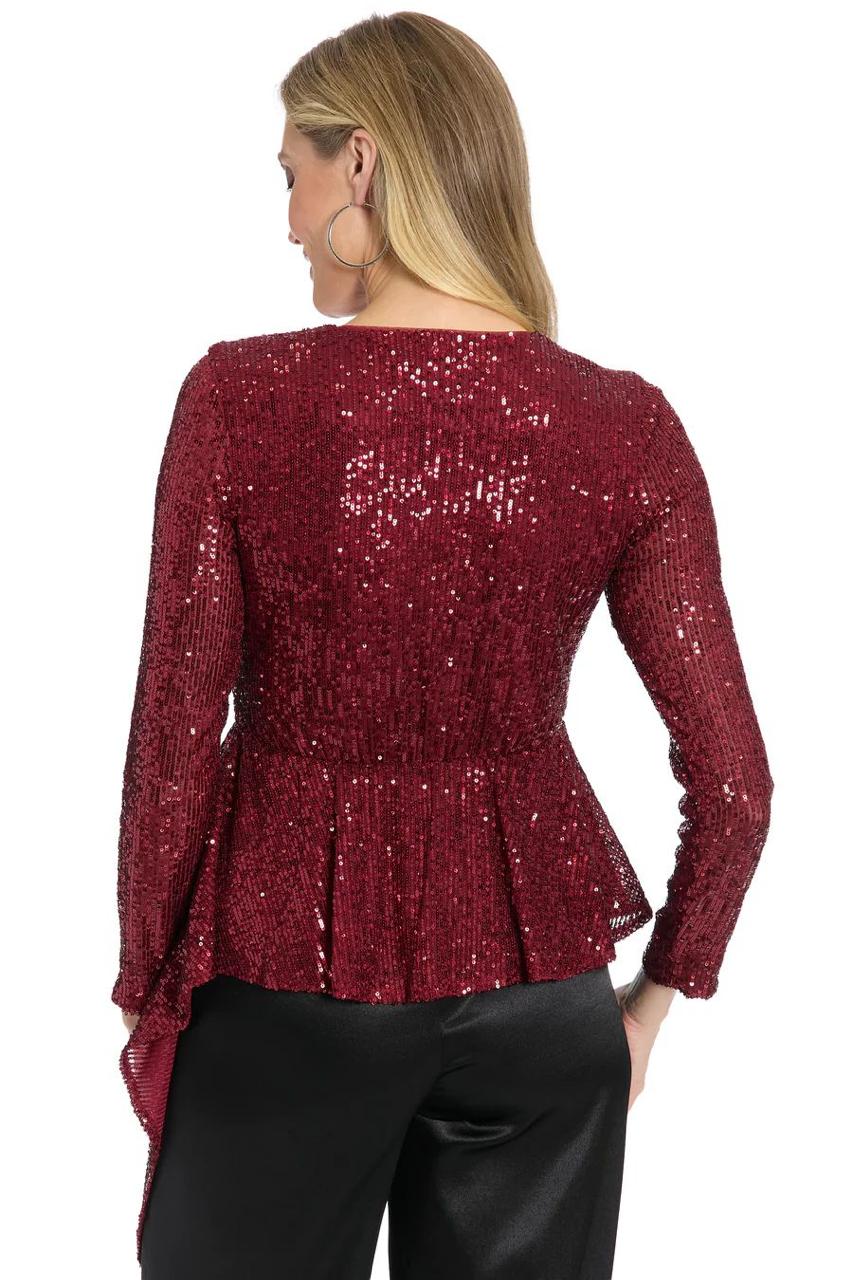 Blusa Vinotinto con Lentejuelas y Lazo