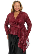 Blusa Vinotinto con Lentejuelas y Lazo