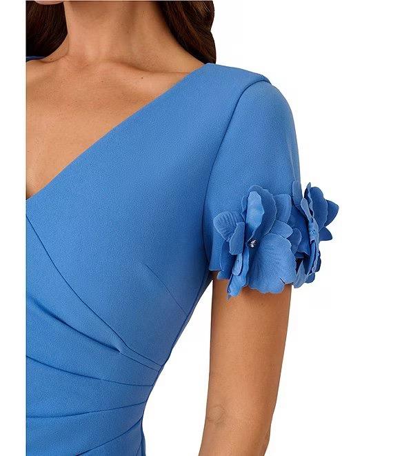 Vestido Corto Celeste Cuello V con Detalle en Manga