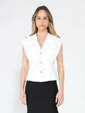 Blusa Blanca sin Mangas con Botones Dorados