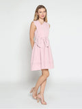 Vestido Corto Rosa con Detalle Plisado
