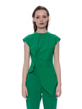 Blusa Verde con Textura Corrugada y Detalle Lateral